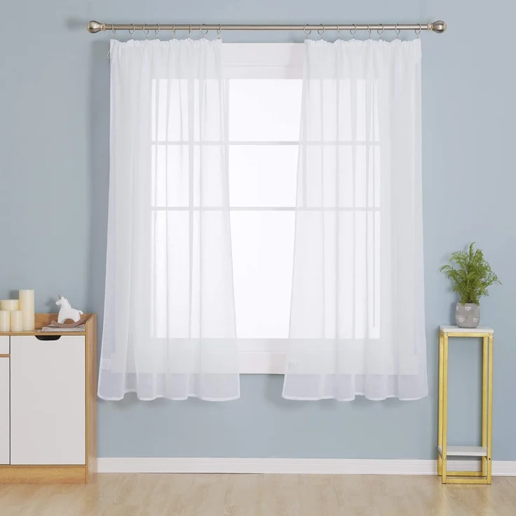 Deconovo Vorhang Gardinen Kräuselband Wohnzimmer Transparent Vorhänge für 2er Set, Store – Bild 1
