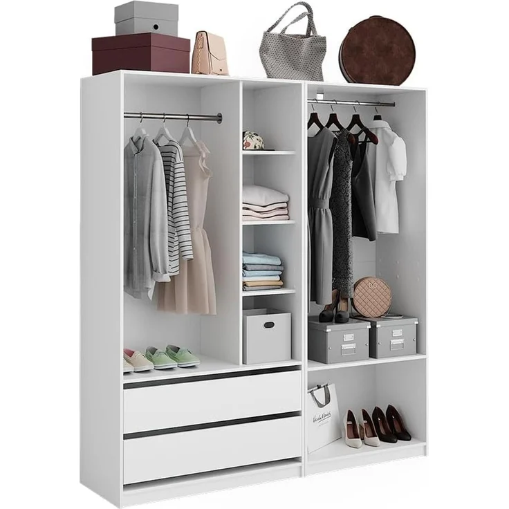 Kleiderschrank Elmo Weiß 180 x 200 cm 2er Set Vicco – Bild 7