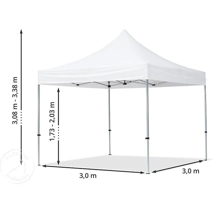 3x3 m Faltpavillon, ECONOMY Alu 32mm, Seitenteile mit Panoramafenster, orange – Bild 10