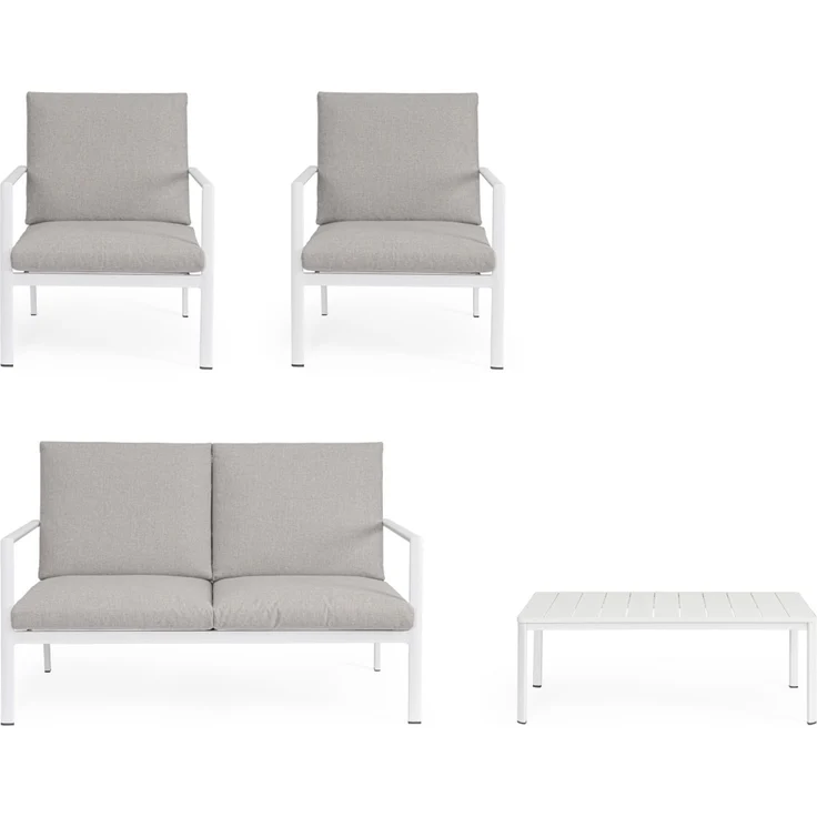 Garten-Set Konnor Aluminium, modern und wetterfest mit abnehmbaren Kissen, weiß-grau, 4-teilig – Bild 7