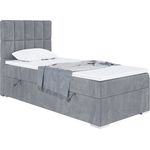 MEBLINI Boxspringbett LUKAS 100x200 cm mit Bettkasten - H3/Grau Samt Gepolstert Einzelbett mit Topper & Taschenfederkern-Matratze - 100x200 Links