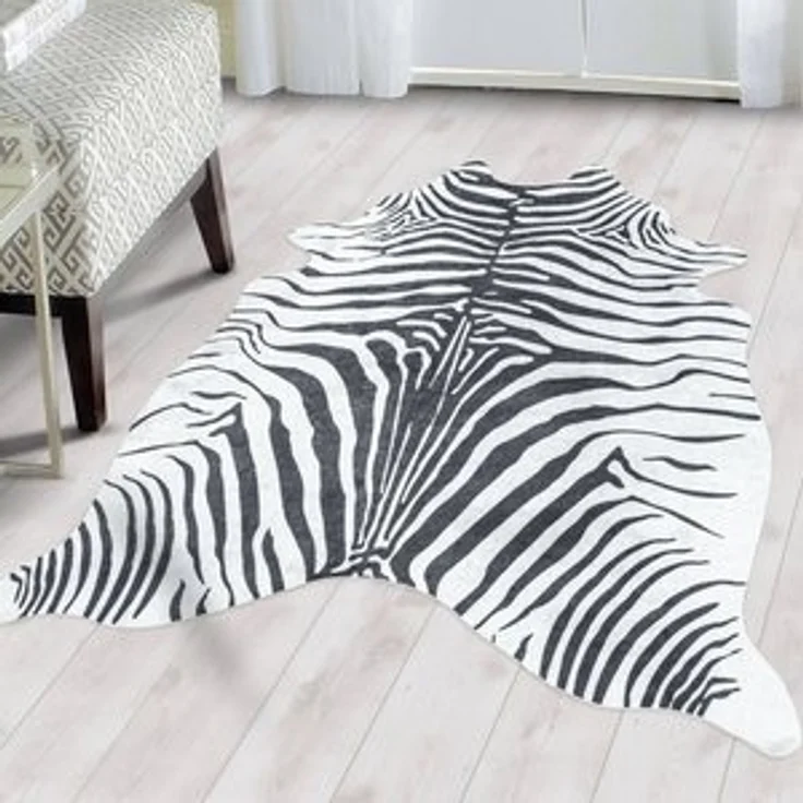 SIMPEX24 Teppich Tigerfell imitat, Rechteckig, Höhe: 7 mm, Fellteppich Kuhfell Tigerfell Imitat Digitaldruck Waschbar Rutschfest – Bild 6