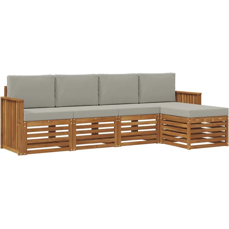 vidaXL Outdoor-Sofagarnitur 5 stk. 5-Sitzer Natur und Hellgrau 3374646 – Bild 2