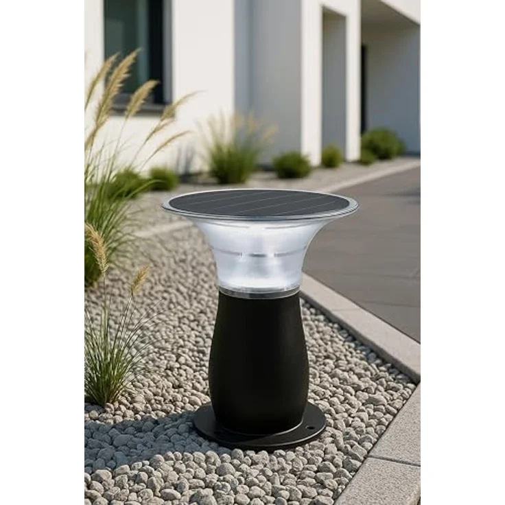 Arnusa LED Solarleuchte Solarlampe Wegeleuchte Sockelleuchte 29 cm Gartenlampe Außenleuchte, Duo Farbeinstellung, LED fest integriert, Kaltweiß, Warmweiß, Duo Color – Bild 2