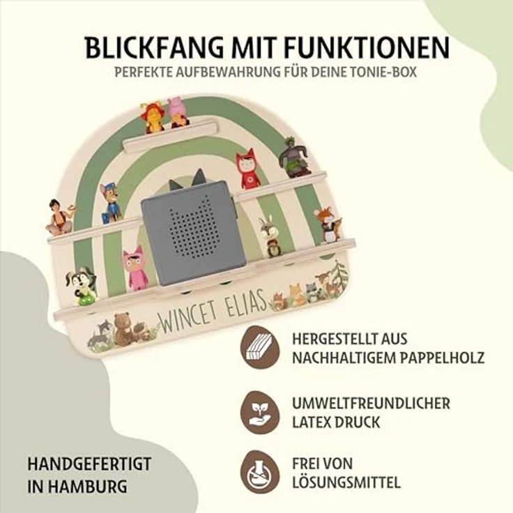 Kidsmood - Toniebox Regal für Jungen mit Musikbox Schutzfolie, Magnetisches Wandregal im Abenteuer-Design als Kinderzimmer Deko, Ladegerät & Kabel Aussparung– Geschenk für kleine Abenteurer – Bild 5