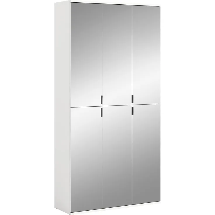 Garderobenschrank >Paterson< in weiß/weiß hochglanz - 91x193x34cm (BxHxT)