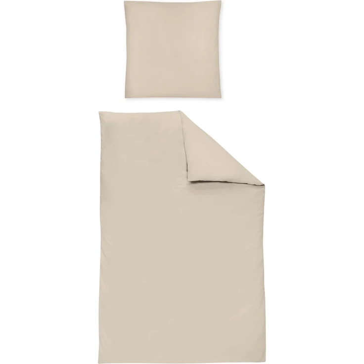 Irisette Mako-Satin uni Bettwäsche Set uni Paris 8000 beige 135x200 cm + 1 x Kissenbezug 80x80 cm – Bild 1