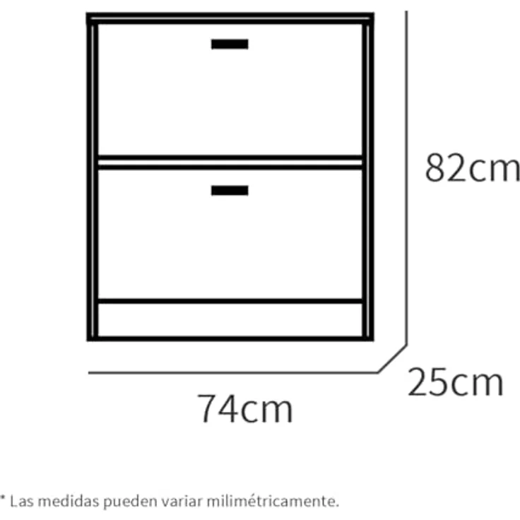 Muebles Pitarch | Schmaler Eingangsschuhkipper mit 2 Türen, Weiß und Eiche Cambrian, 12 Paar Schuhe, 82 x 74 x 25 cm, Tibet Kollektion – Bild 4