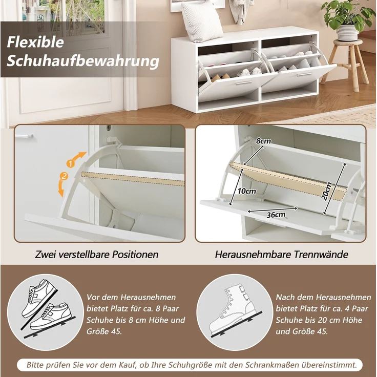 DESVIAE Garderobenschrank-Set 4-tlg. mit Spiegel und 6 Haken 90x41,5x30 cm Spanplatte Weiß – Bild 5