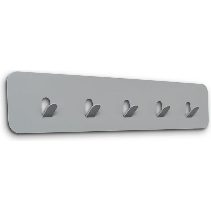 Garderobenleiste >Tilly 2< 5 Haken, in grau, Metall - 50x10x3cm (BxHxT) – Bild 2