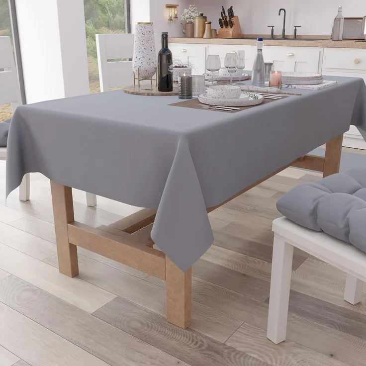 PETTI Artigiani Italiani - Tischdecke, Tischdecke, Küchentischdecke, Baumwolle, einfarbig, Grau, 24 Sitzplätze (140 x 450 cm), 100% Made in Italy