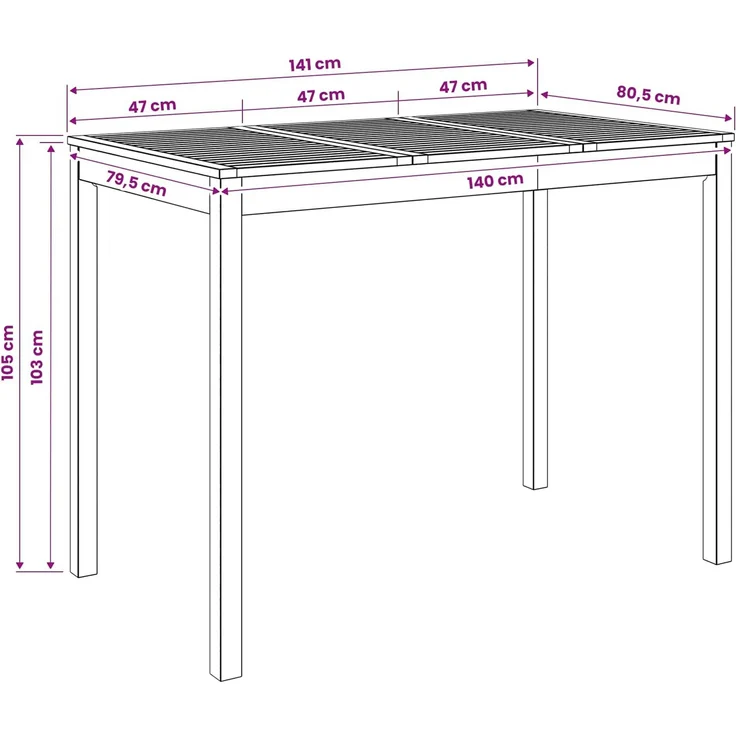 vidaXL Gartenbar-Tisch LAREN Weiß gewaschen 141 x 80,5 x 105 cm 901723 – Bild 8