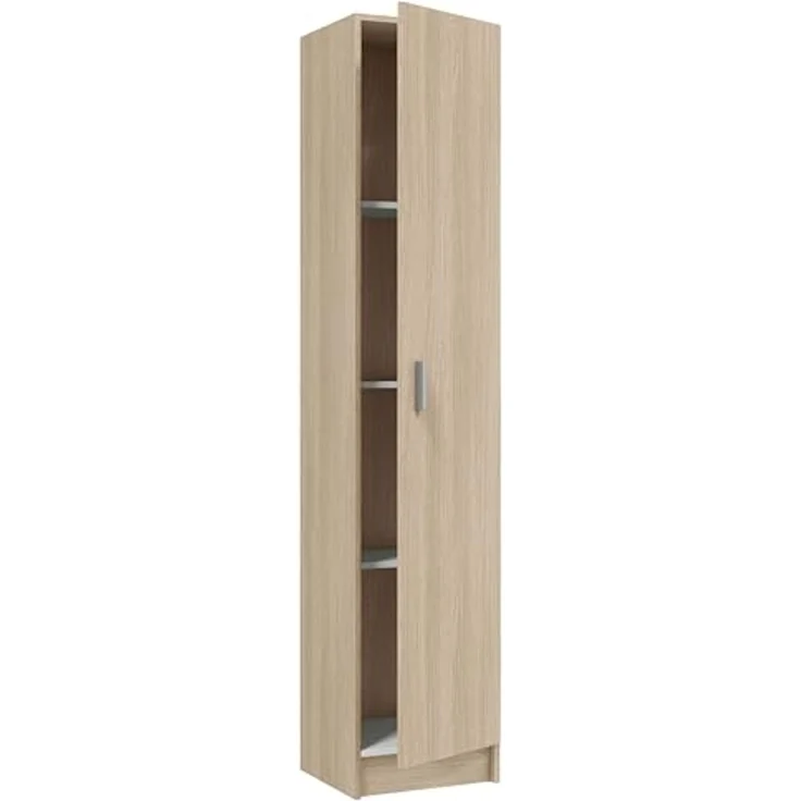 Mehrzweck-Kleiderschrank mit einer Flügeltür mit drei höhenverstellbaren Einlegeböden, Eichenfarbe, 37x37 x H180 cm – Bild 5