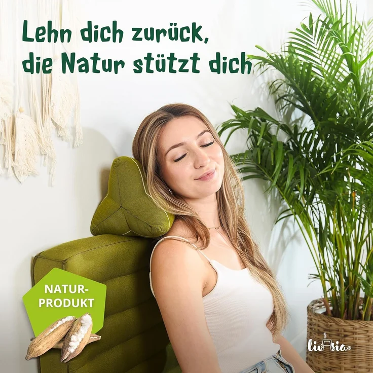 livasia Nackenstützkissen Knochenkissen, vegan und handgefertigt, Ø 15x32 cm, Kapok – Bild 2