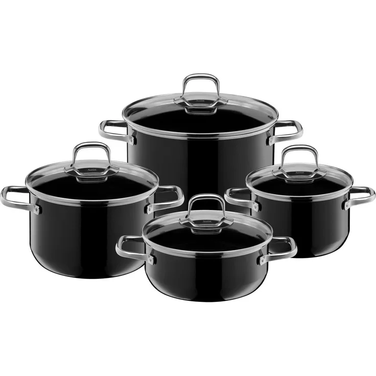 Silit Topf-Set Silit Silargan® Elegance Topf-Set, 4-teilig, Black, Silargan Funktionskeramik (Kochtopf Set, mit Glasdeckel), Made in Germany