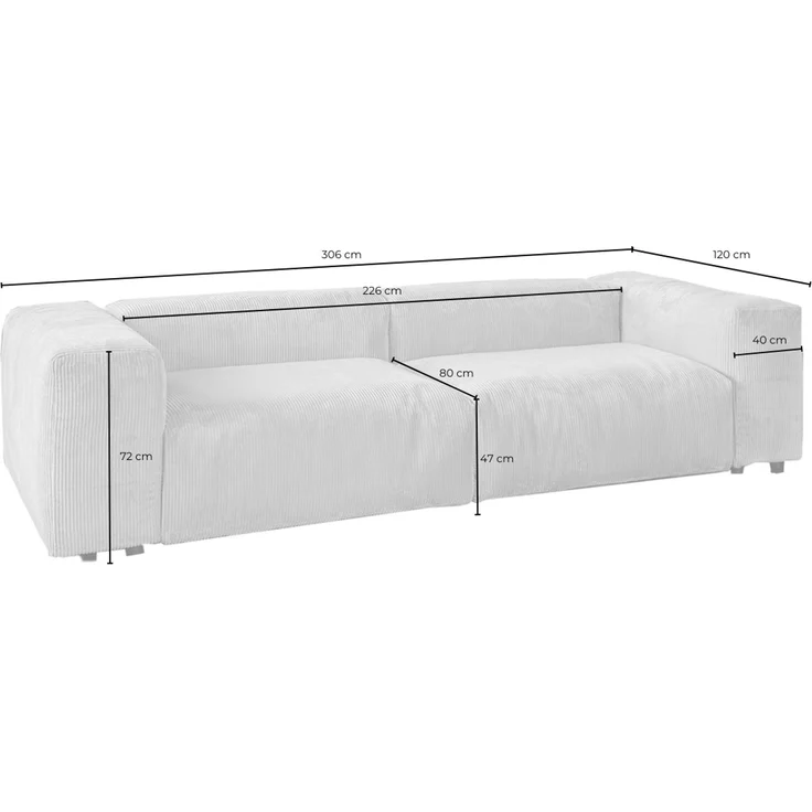 KAWOLA Sofa MIA Modulares Sofa 6-tlg. Cord taupe 72 x 120 x 306 cm – Bild 10