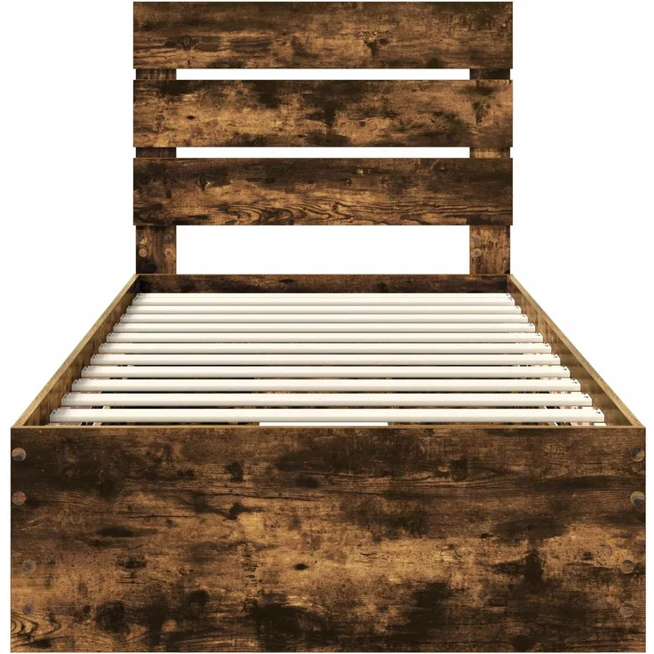 vidaXL Bettrahmen Räuchereiche 90 x 190 cm Ingenieurs Holz 3411866 – Bild 8