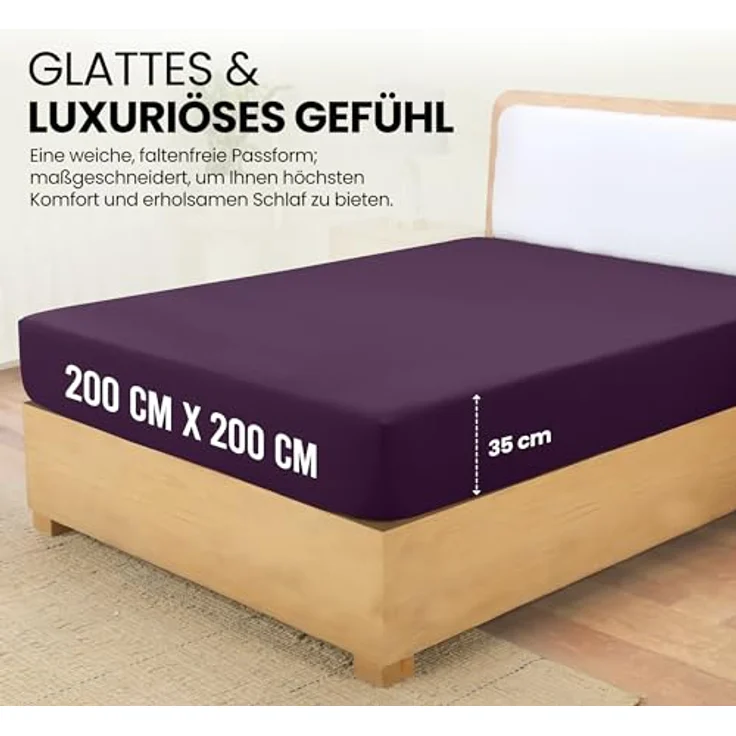 Utopia Bedding - Spannbettlaken 200x200 cm - Lila - Gebürstete Polyester-Mikrofaser Spannbetttuch - 35 cm Tiefe Tasche – Bild 3