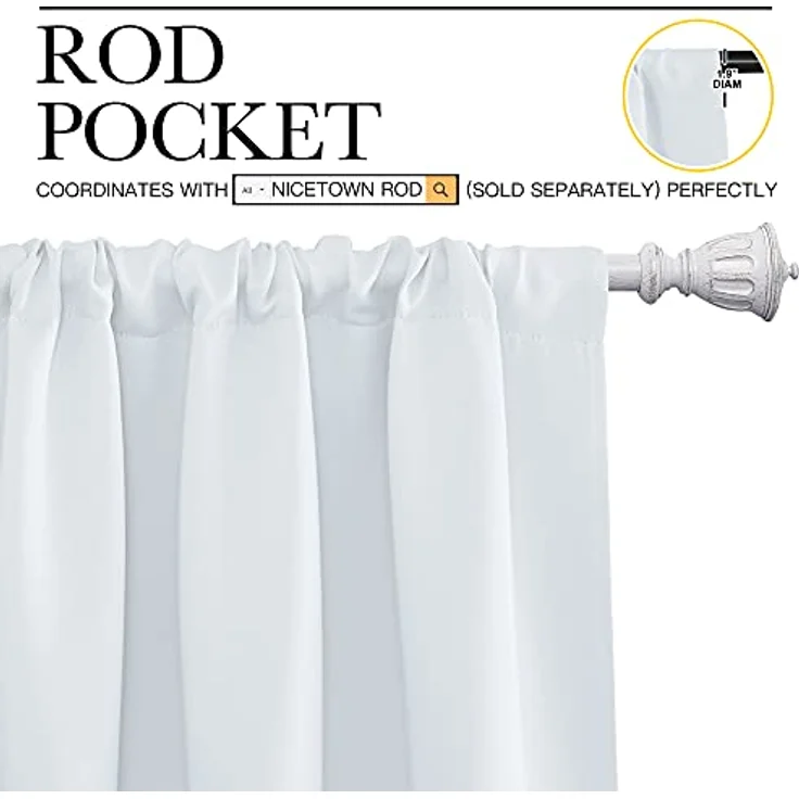 NICETOWN Rod Pocket Vorhänge 4263 84 Modern 42" W X 45" L *Greyish White – Bild 3
