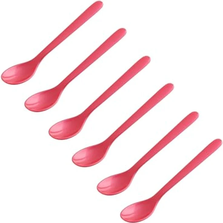 FACKELMANN | 6er Set Eierlöffel Frühstückslöffel 14 cm | Farbe: Rot | hochwertiger Kunststoff | ideal für den Frühstückstisch – Bild 2