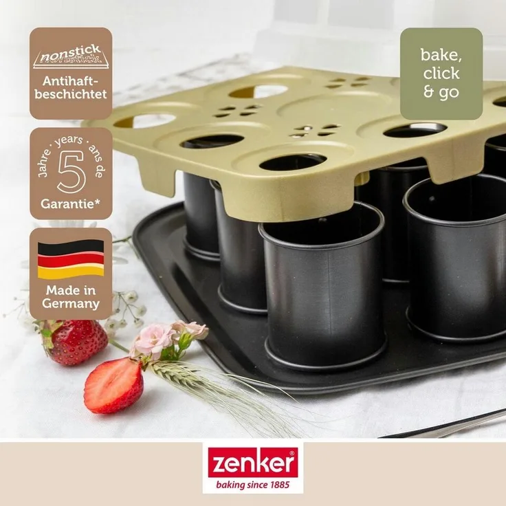 Zenker Backblech Mini-Törtchenblech, Törtchenform, Backform für Mini-Kuchen