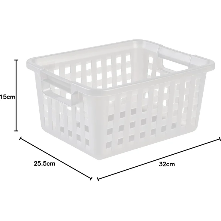 Iris Ohyama, 3er-Set, Aufbewahrungstaschen, 11.6 L, stapelbar, ergonomische Griffe, Badezimmer, Ankleideraum - Basket VM-30 - Transparent – Bild 4