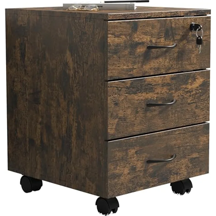 MID.YOU Rollcontainer Baula, Eiche dunkel, Metall, 3 Schubladen, 40x54x44 cm