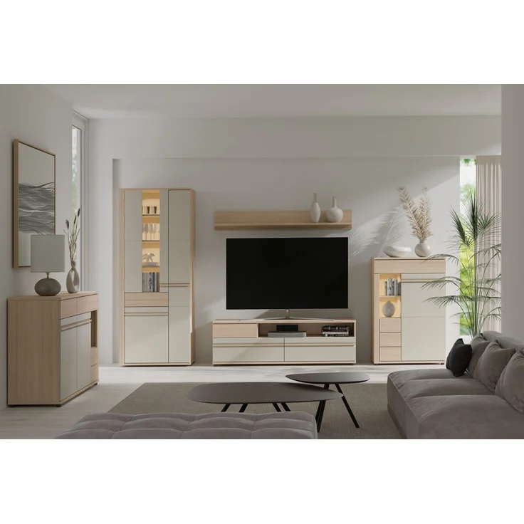 OSLO OS2 Vitrine mit Schublade in Cashmere/Riva, 78 x 200 x 38 cm – Bild 8