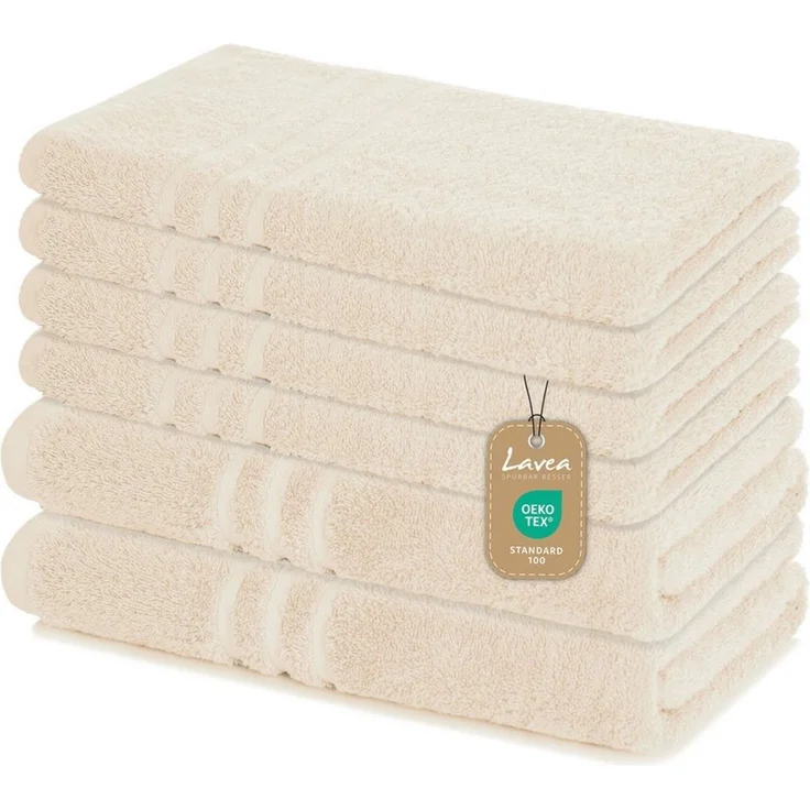 Lavea Handtuch Set Elena, Duschtücher, Handtücher, Gästetücher, Waschhandschuhe, 100% Baumwolle (Set, 6-St), Frottierserie, weich & saugstark, pflegeleicht, 500 g/m² Frottier – Bild 1