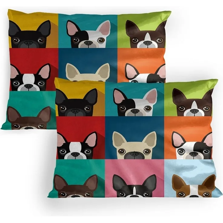 Abakuhaus Kissenbezüge Dekorativer Standard Gedruckter Kissenbezug, (2 Stück), Pop Art Terrier Portrait