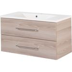 Fackelmann B.CLEVER Waschtisch Set Gussmarmor 90 cm, Braun hell