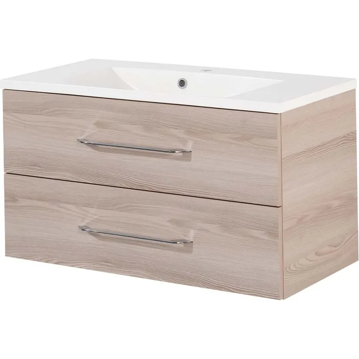 Fackelmann B.CLEVER Waschtisch Set Gussmarmor 90 cm, Braun hell