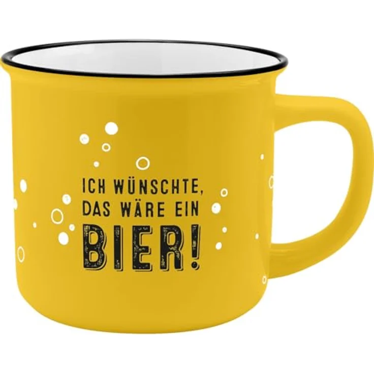 GRUSS & CO Becher mit Motiv "Bier" | New Bone China Porzellan, Emaille-Optik, 35 cl | Lustiges Geschenk, Frühstück | 73912 – Bild 2