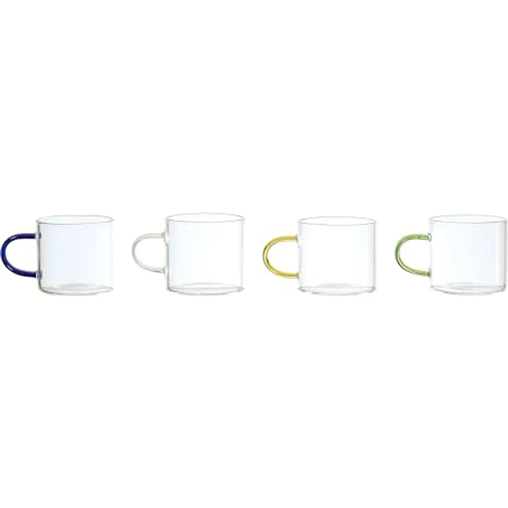 HOME DECO FACTORY, KA0498, Glass Espresso Cup with Holder, modern and elegant Design, ideal for Coffee, Tea and Desserts, Easy to clean, Set of 4, transparent, Multi-Colored, 80ml – Bild 3
