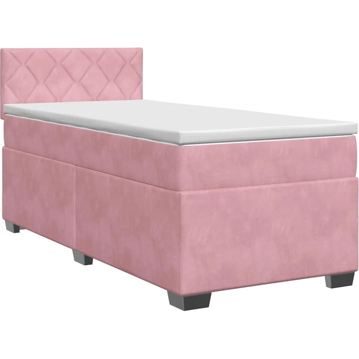 vidaXL Boxspringbett mit Matratze mit Kopfteil Rosa 100 x 200 cm Samt 3450667 – Bild 2