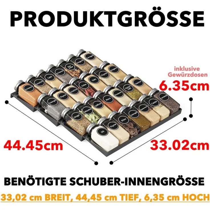 SpaceAid Gewürzregal 4 Etagen Gewürzregal Schubladen, 386 Gewürzetiketten, Kreidemarker und Trichter, 33 cm (B) x 44,5 cm (T)​ – Bild 4