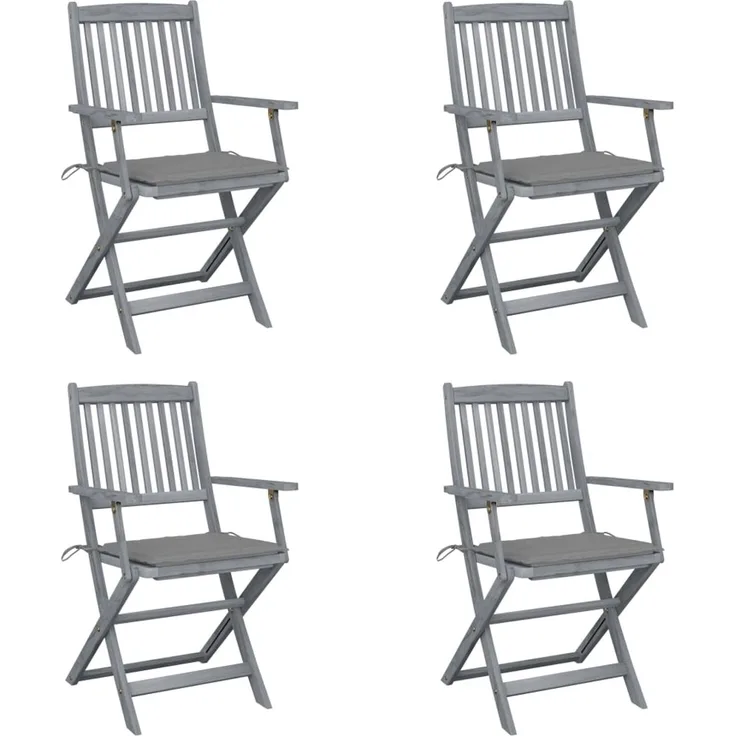 vidaXL Klappbare Gartenstühle 4 Stk. mit Sitzkissen Massivholz Akazie 3064510