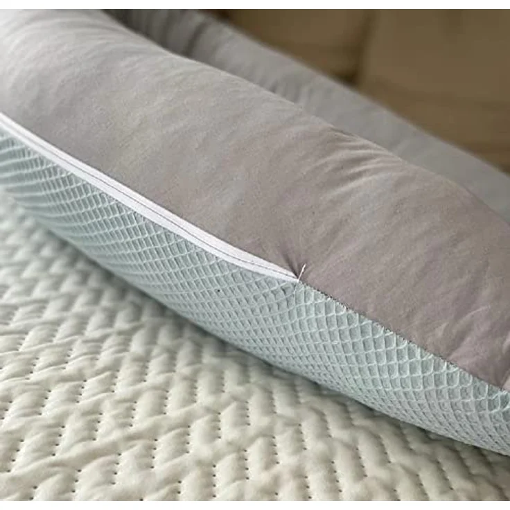 Loolay Stillkissen WAFFELPIQUE/ GLATT Schwangerschaftskissen Seitenschläferkissen Kissen, Baumwolle M/ L u. L/ XL Kissen + Waffelstoff BEZUG abnehmbar Reißverschluss, 170 und 190 cm Lagerungskissen Geschenk GRAU MINZE ROSA GELB, 100% Europäische PREMIU... – Bild 3