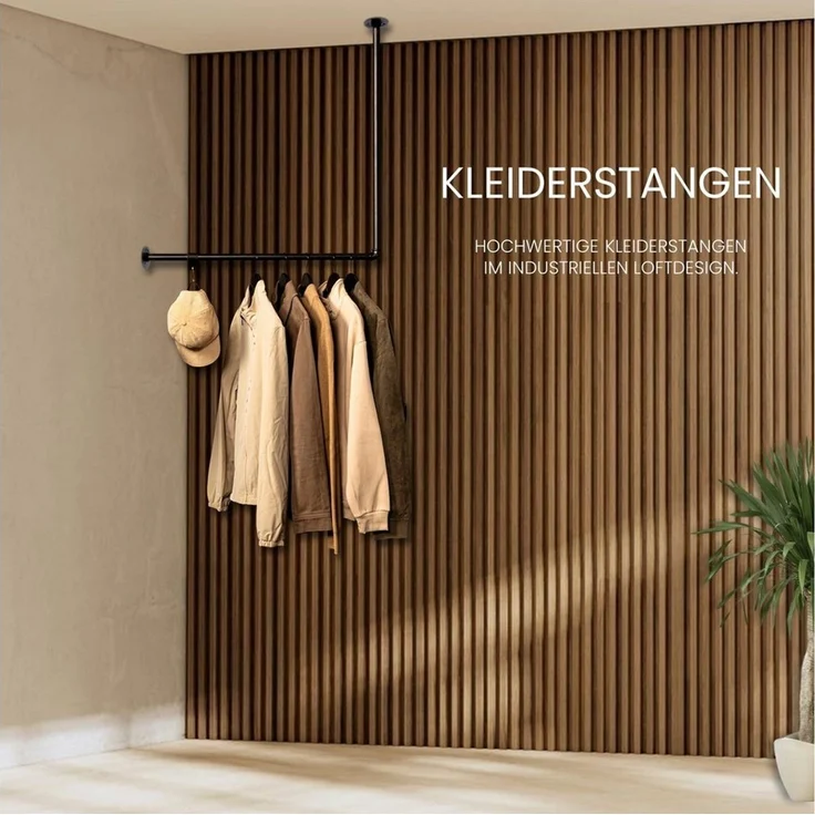 RSR Hangers Kleiderstange Kleiderstange Garderobe Industrie Design für Ecke Wand Decke L-Form – Bild 1