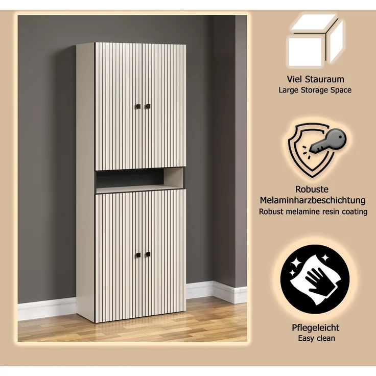 Badezimmer Hochschrank Feliz in Evoke Eiche und grau 70 x 186 cm – Bild 8