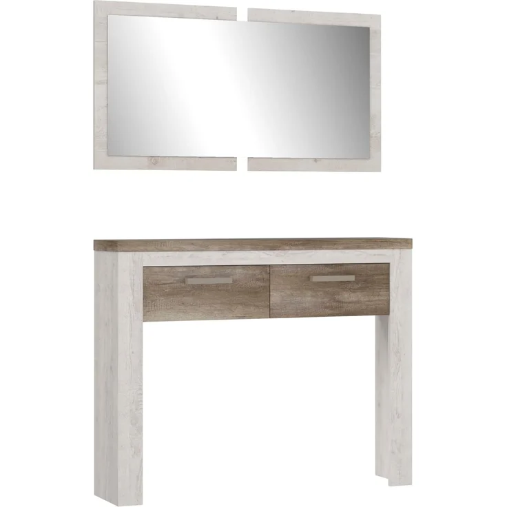 Forte Möbel Kompaktgarderobe, Holzwerkstoff, Pinie weiß/Antikeiche, B x H x T: 115 x 176 x 25,8 cm – Bild 3