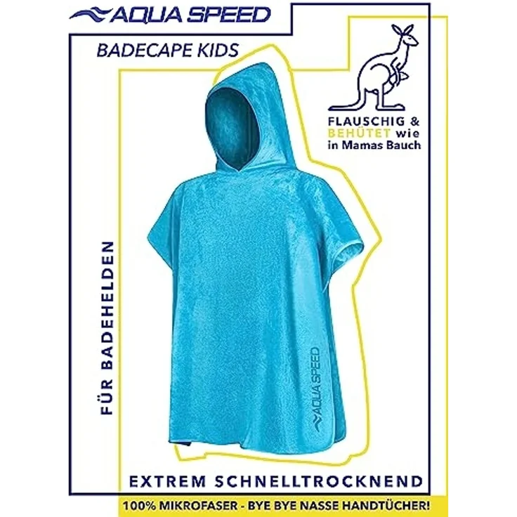 Aqua Speed Kapuzenhandtuch Kinder Überziehponcho – Mikrofaser Badeponcho für Urlaub, (Größe 80x140 cm – Grammatur 400 g/m), Geeignet für regelmäßige Nutzung in Schwimmbad und Kursen flexibel pur – Bild 2