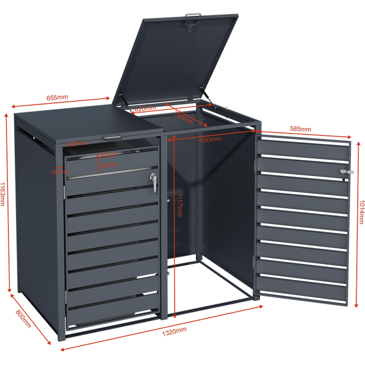 ESTEXO Mülltonnenbox 2 Türen, Anthrazit – Bild 2