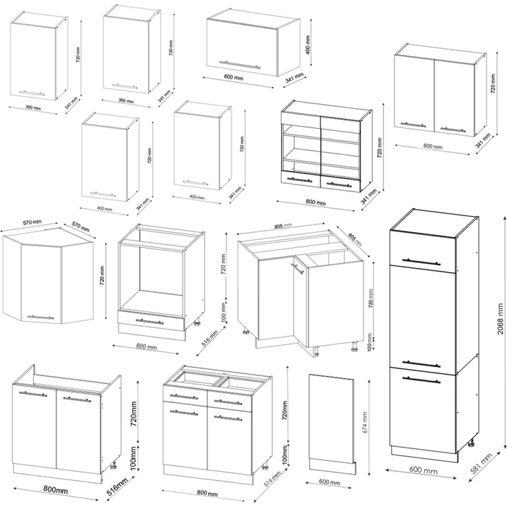 Eckküche Fame-Line Goldkraft Eiche/Anthrazit 287 x 60 cm , AP Marmor Vicco – Bild 4