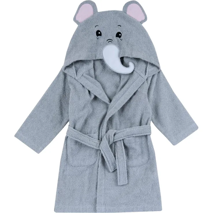 Chicco Bademantel aus weichem Schaumstoff, in Form von süßem Elefant, bunt und lustig, mit zwei bequemen Taschen und praktischem Gürtel, 24 Monate+, grau