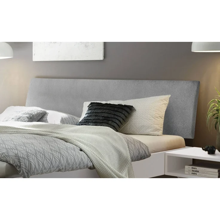 Hasena Polsterbett Pesaro Weiß mit grauem Stoffkopfteil 100x200 cm, Komforthöhe 25 cm MDF weiss deckend – Bild 3
