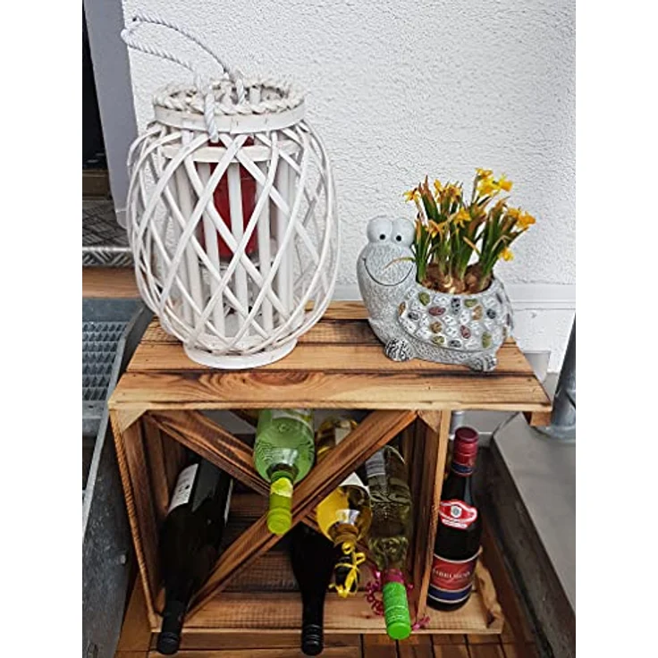 Kistenkolli Altes Land Allzweckkiste Weinregal "X" geflammt" Flaschenregal Weinkistenregal Weinkiste Holzki (Spar-Set) – Bild 10