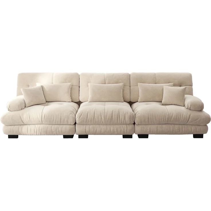 3-Sitzer Modulares Ecksofa mit Tiefensitz,80% Chenille Schlafsofa Komfortabel Gepolstert für Wohnzimmer Apartment Studio Büro,Chenille,Hellbraun, – Bild 4