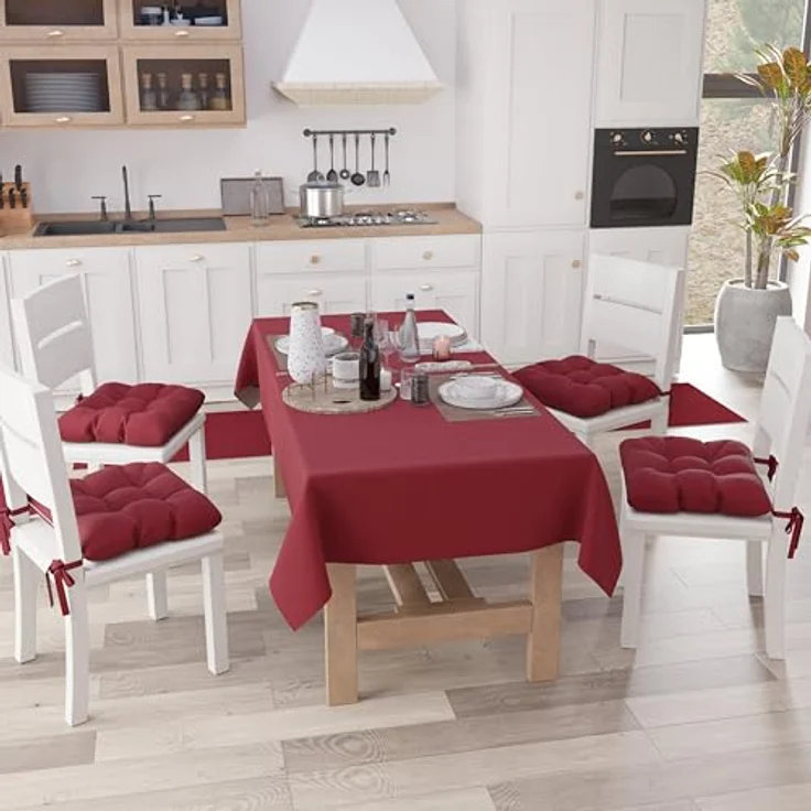 Petti Artigiani Italiani - Tischdecke, Küchentischdecke aus Baumwolle, einfarbig, quadratisch Bordeaux X4 Plätze (140 x 140 cm) – Bild 4