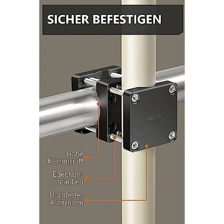 4smile Sonnenschirmhalter Balkongeländer – Aluminium Sonnenschirm Balkon Halterung - Schirmhalterung SunnySquare, stabiles Universaltalent, hält jeden Balkonschirm, schwarz – Bild 4